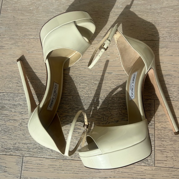 JIMMY CHOOSE CREAM MAX 150 PLATFORM HEELS SIZE 40 (US 9.5) - Picture 4 of 16